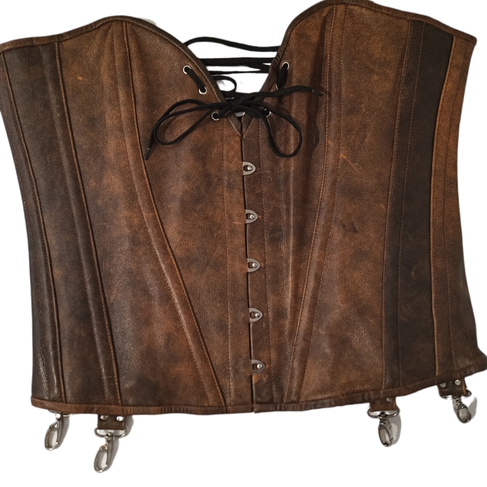 Hips and Curves Plus Size 100% leather corset